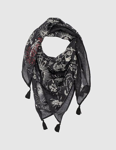Women’s black skulls print scarf - IKKS