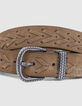 Ceinture beige cuir velours laçage Femme-2