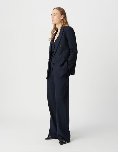 Women’s navy Milano knit wide-fit suit jacket - IKKS