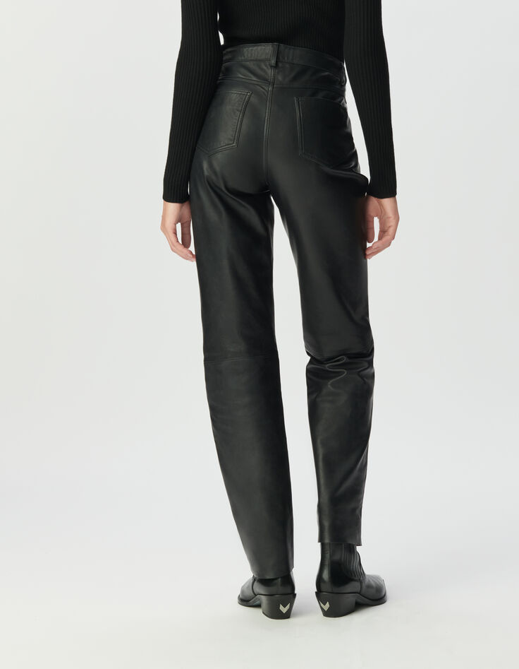 Jean bootcut noir enduit taille haute Femme-4