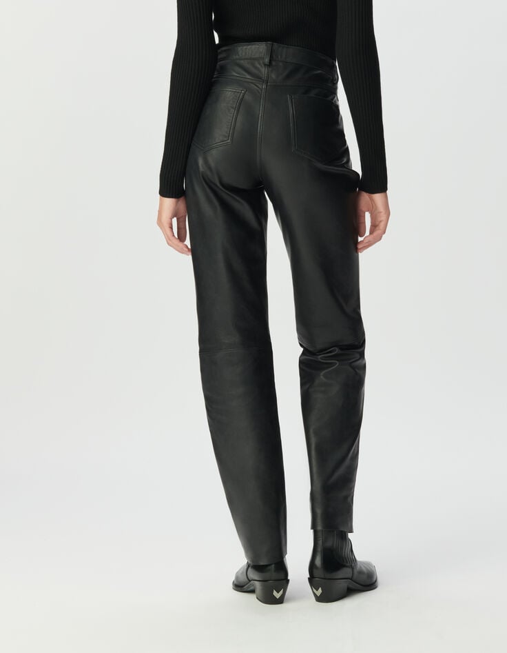 Jean bootcut noir enduit taille haute Femme-4 Jean bootcut noir enduit taille haute Femme-4