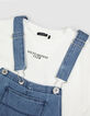 2-in-1 blauwe denim overall met wit T-shirt voor meisjes-4
