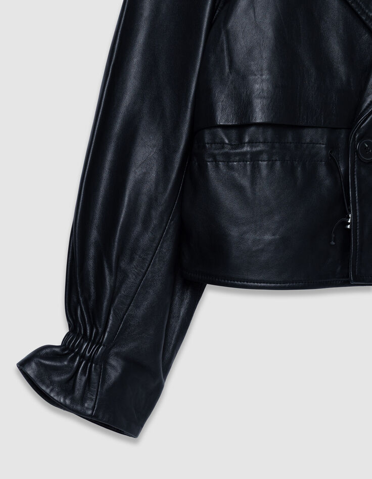 Chaqueta de piel negra oversize Talla Mujer-8