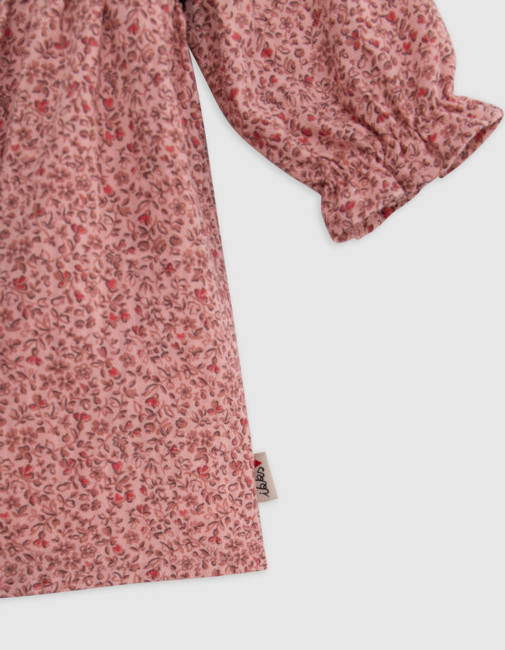 Rosa Kleid Biowolle Blümchen faux-uni Baby Mädchen-6