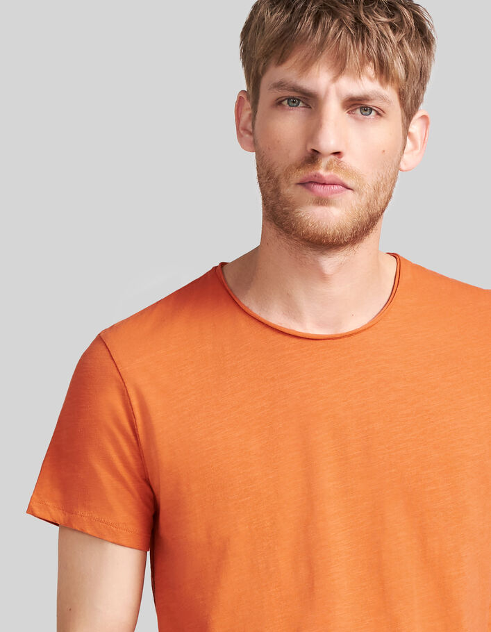 T-shirt L'Essentiel orange coton bio col rond Homme - IKKS