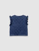 Cardigan sans manches bleu marine denim matelassé fille-3