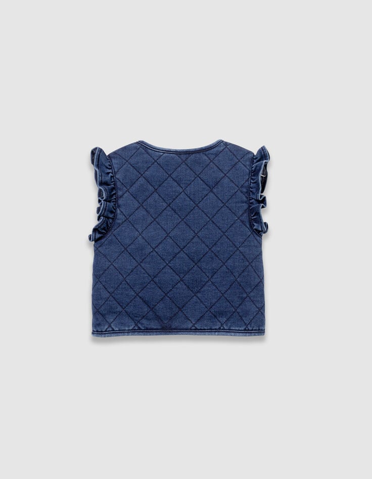 Cardigan sans manches bleu marine denim matelassé fille-3 Cardigan sans manches bleu marine denim matelassé fille-3