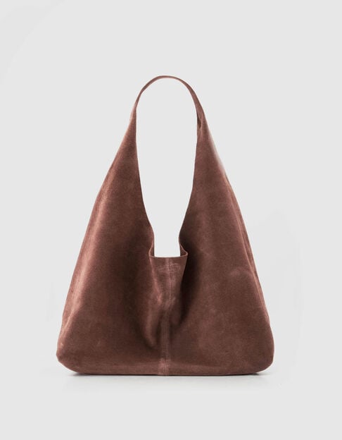 Sac Hobo bordeaux cuir velours souple Femme - IKKS