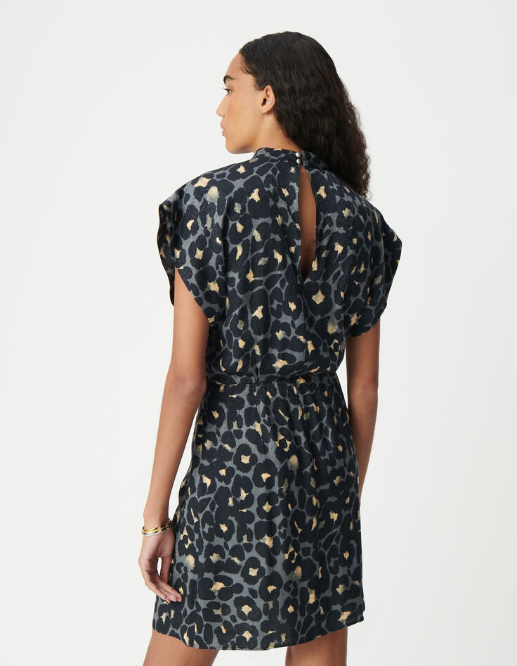 Robe habillée grise imprimé animalier Femme-3