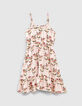 Robe rose pâle imprimé palmiers fille-3