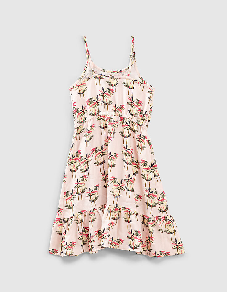 Robe rose pâle imprimé palmiers fille-3