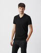 Polo noir en coton modal Homme-1