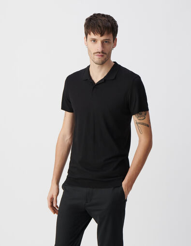 Polo noir en coton modal Homme - IKKS