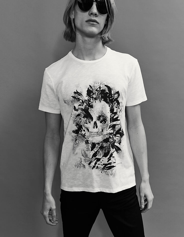 Tee-shirt off white visuel tête de mort bio Homme-3