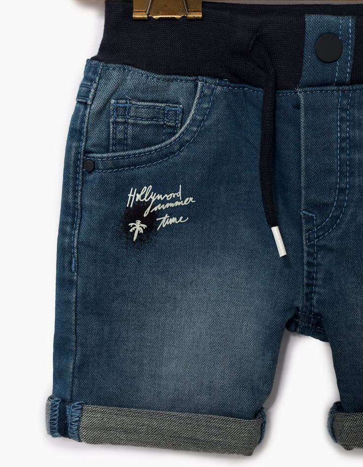 Baby boys' stone blue denim Bermuda shorts -3