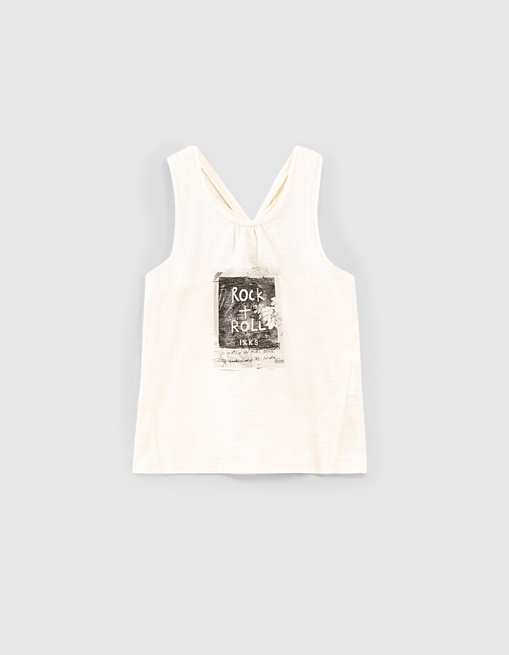 Ecrufarbenes Mädchen-Bio-Tanktop mit Foto-Pola-Motiv -3 Ecrufarbenes Mädchen-Bio-Tanktop mit Foto-Pola-Motiv -3