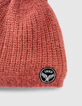 Bonnet bois de rose côtelé lurex or fille-3