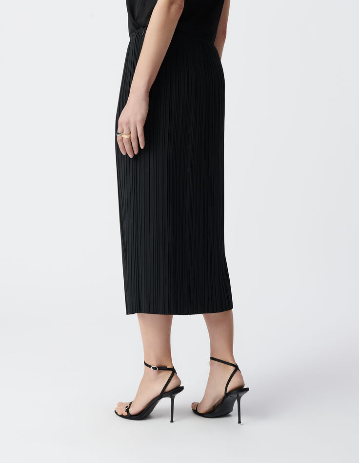 Jupe midi noire plissée Femme-3 Jupe midi noire plissée Femme-3
