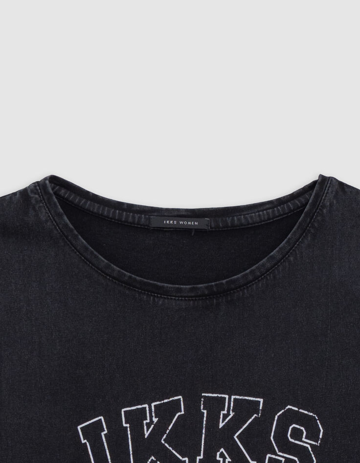 Tee-shirt manches courtes gris message-3