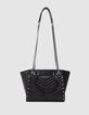 Tas 1440 zwart leer bezaaid Maat Medium Dames-3