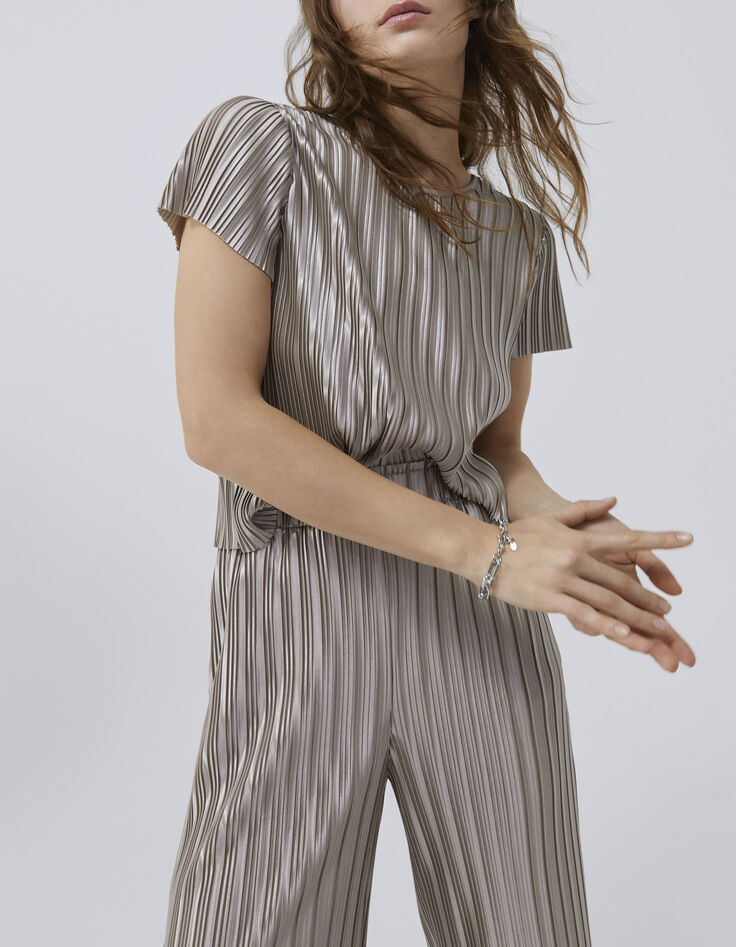 Goudkleurige cropped top plissé Dames-2