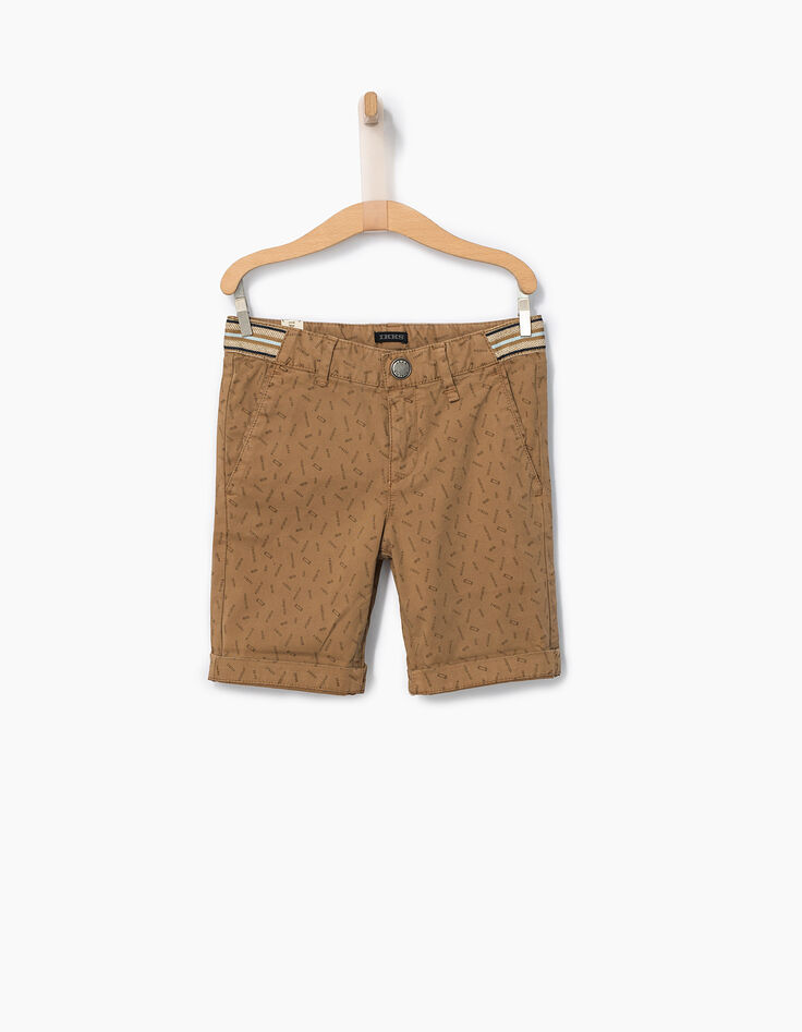 Bermuda chino camel à imprimé skates garçon-1