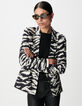 Chaqueta de traje negra con estampado de cebra para Mujer-1