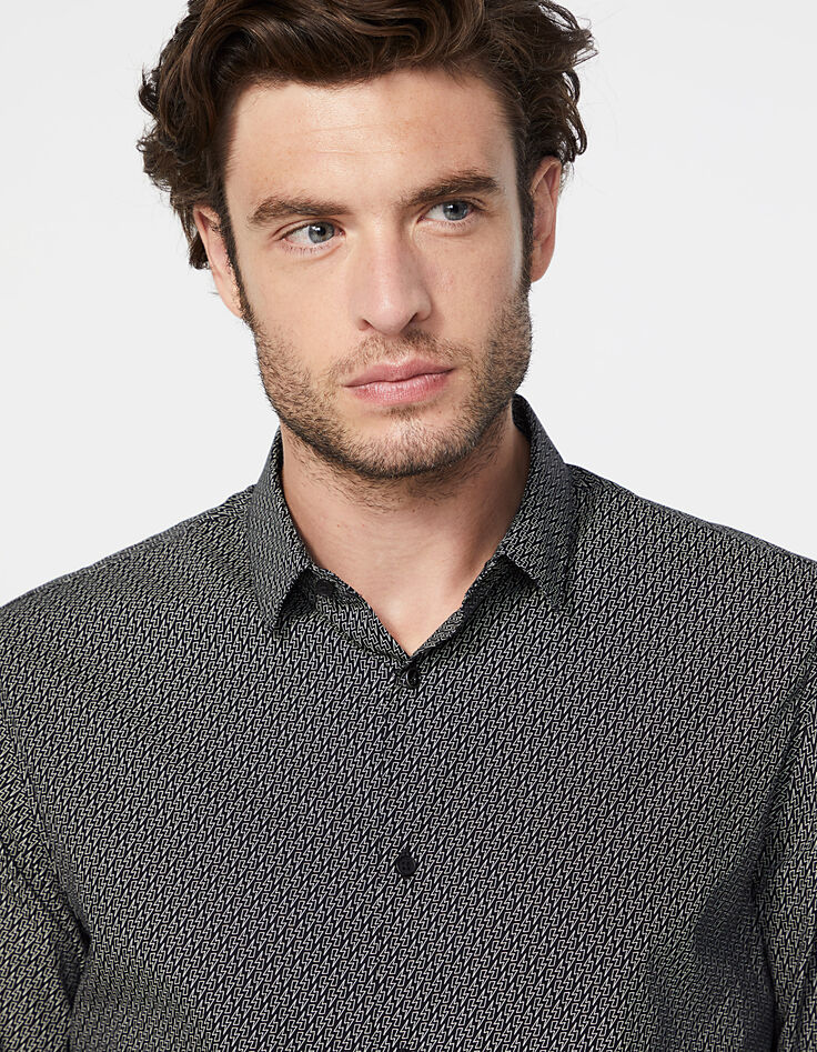 Men’s black mastic lightning print SLIM shirt-2