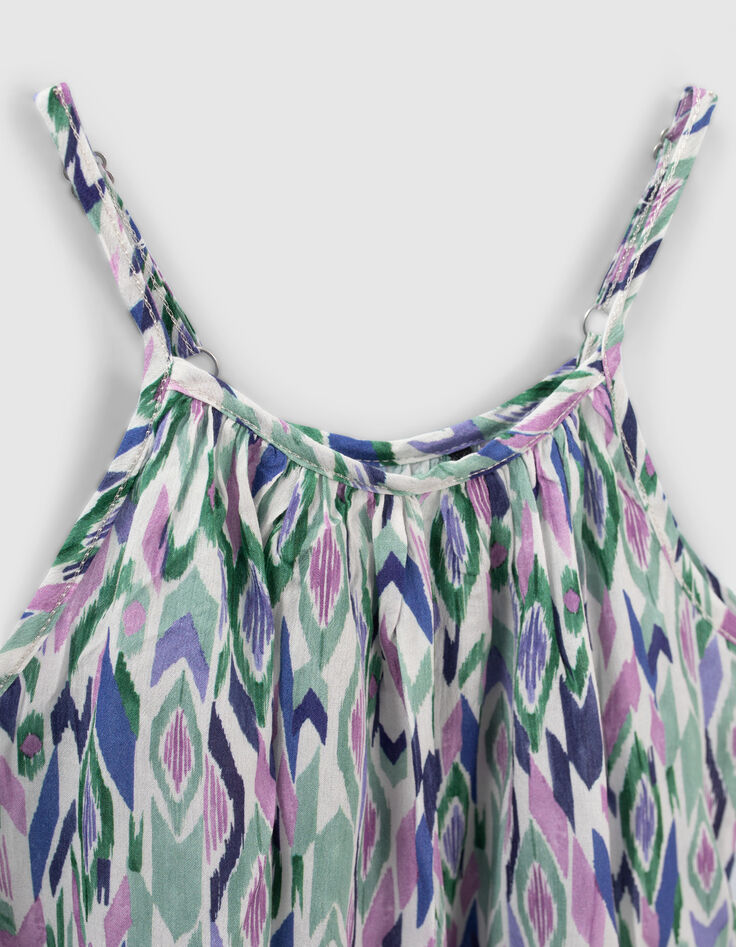 Top blanco roto estampado ikat rombos niña-3