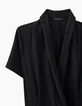 Schwarzes Wickelkleid aus Polyesterchiffon-2