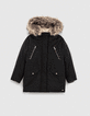 Schwarzer 2-in-1-M&auml;dchenparka mit Steppweste mit Sternen-1