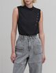 Women's black top with asymmetrical closure-2