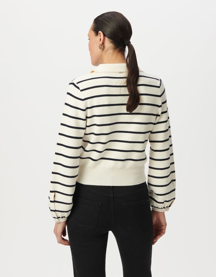 Jersey marinera blanco punto cuello polo mujer-3 Jersey marinera blanco punto cuello polo mujer-3