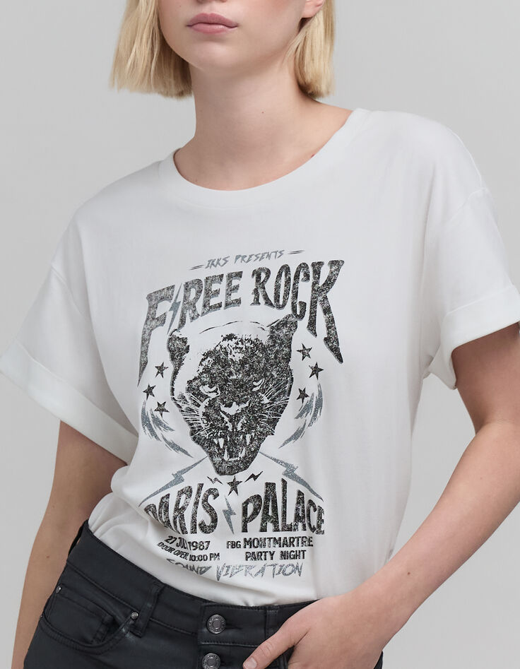 Camiseta blanca oversize visual panther de mujer-4