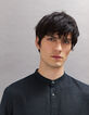 Camisa REGULAR negra lino cuello Mao Hombre-4