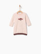 Robe-sweat rose à relief tête de mort bébé fille-2
