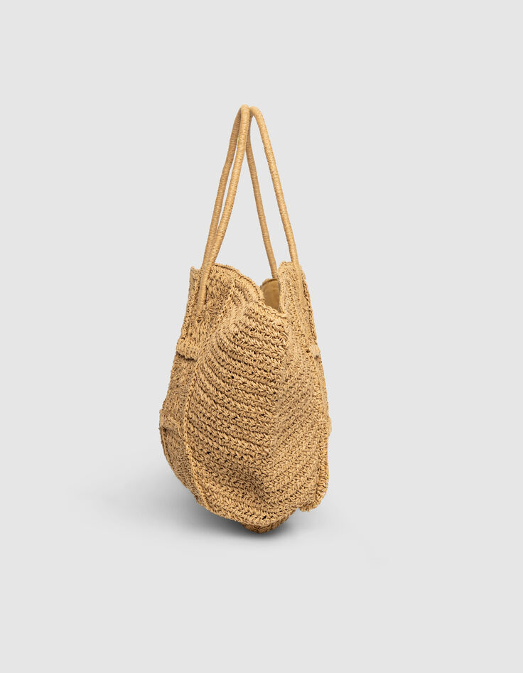 Camel woven raffia-style basket-2 Camel woven raffia-style basket-2