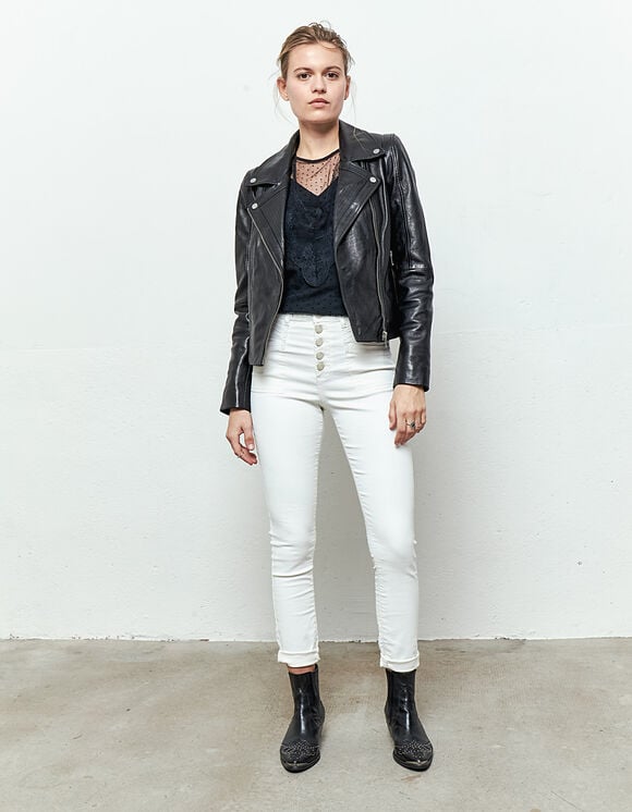 Women’s white coated high-waist sculpt-up slim jeans