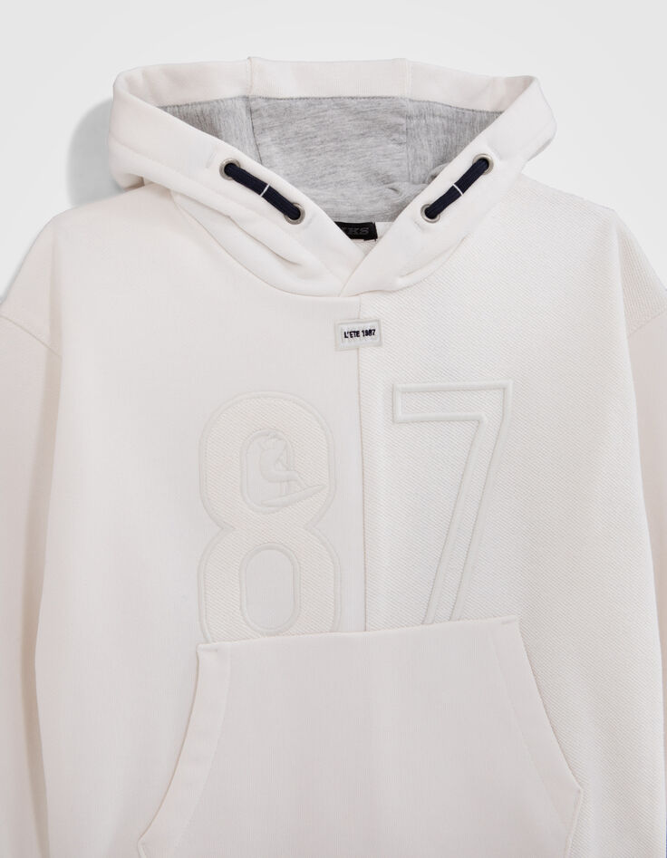 Sweat blanc cass&eacute; mix molleton maxi broderies gar&ccedil;on-2