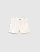 Girls&rsquo; off-white denim shorts with placed wear-1