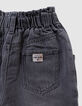 Graue Mädchen-Mom-Jeans sichtbare Knöpfe-9