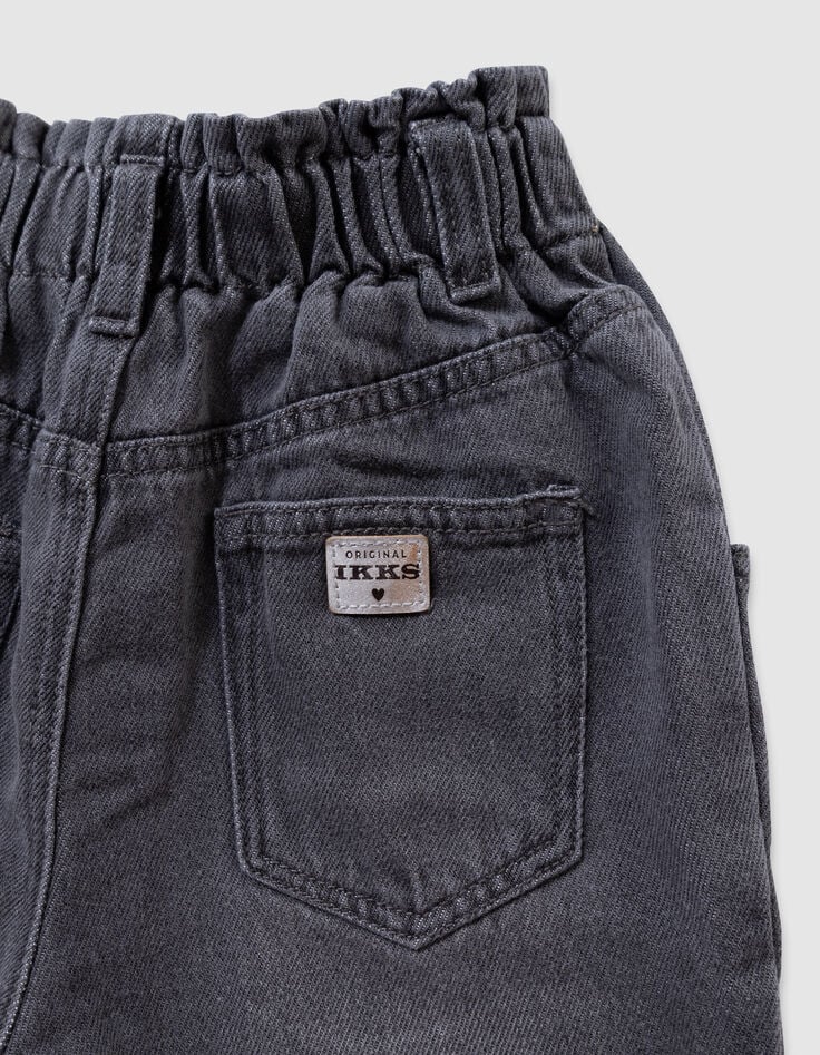 Graue Mädchen-Mom-Jeans sichtbare Knöpfe-9 Graue Mädchen-Mom-Jeans sichtbare Knöpfe-9