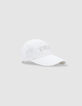 White cap with tone-on-tone embroidery for girl-5