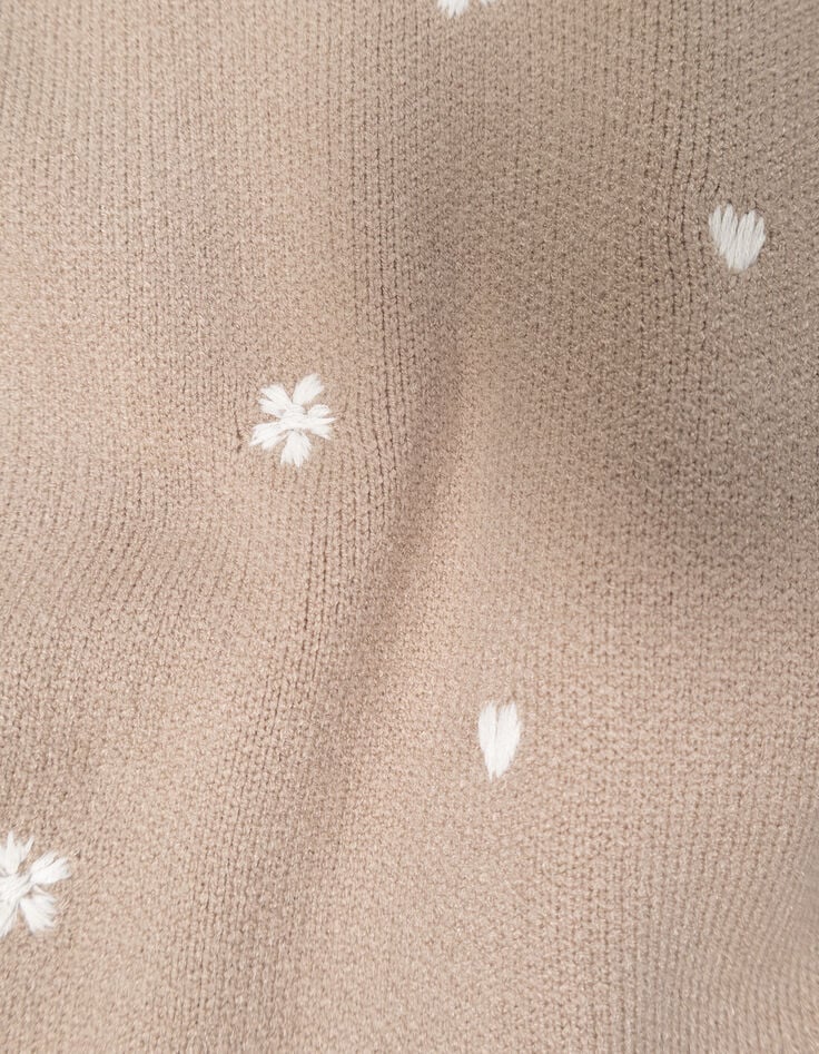 Beiger Mädchenstrickpulli abnehmbare Ärmel-10