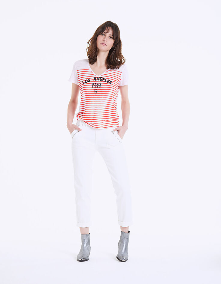 Tee-shirt marinière "Los Angeles" lin rose femme-6 Tee-shirt marinière "Los Angeles" lin rose femme-6