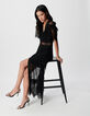 Women's black lace sheer maxi dress-5