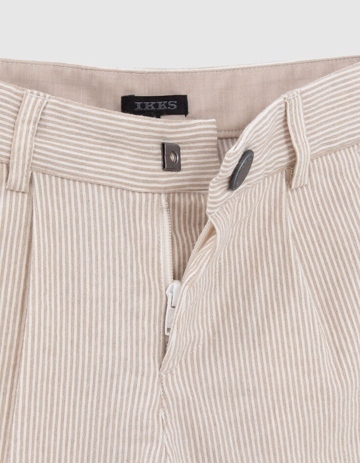 Boys’ beige striped occasionwear suit Bermuda shorts-5