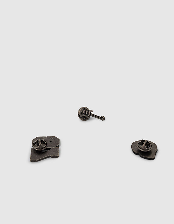 Schwarze Rocker-Jungenpins aus Metall-4