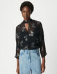 Schwarze Schmetterlingsbluse aus Jacquard f&uuml;r Damen-4