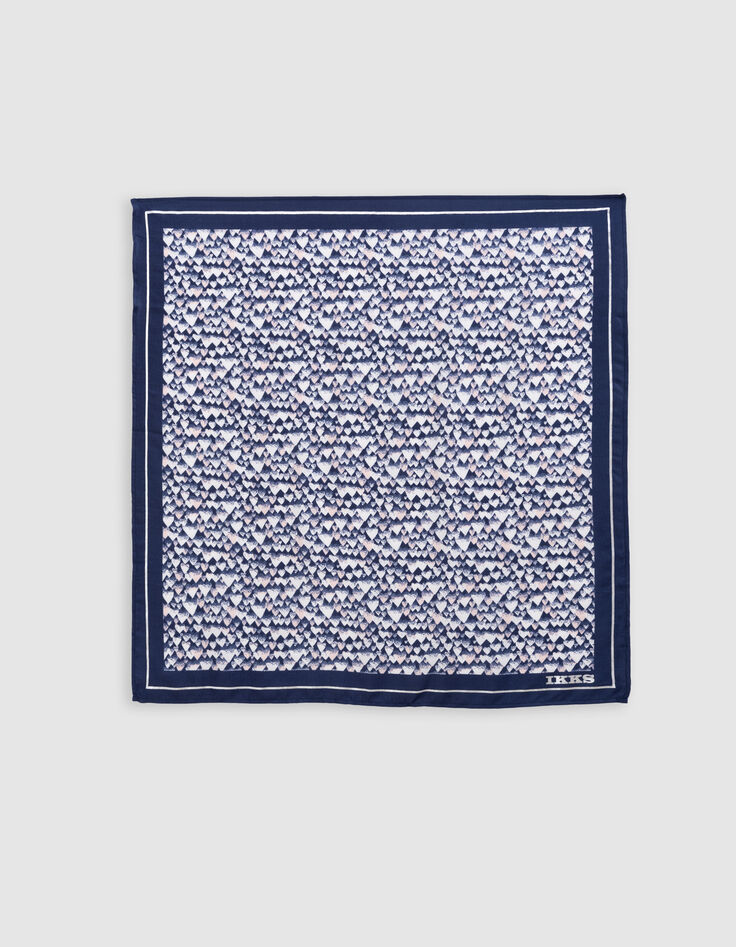 Foulard carré bleu imprimé coeurs rouges fille-2